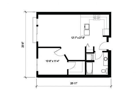 Stack House Apartments in Seattle, Washington 1x1 Floor Plan